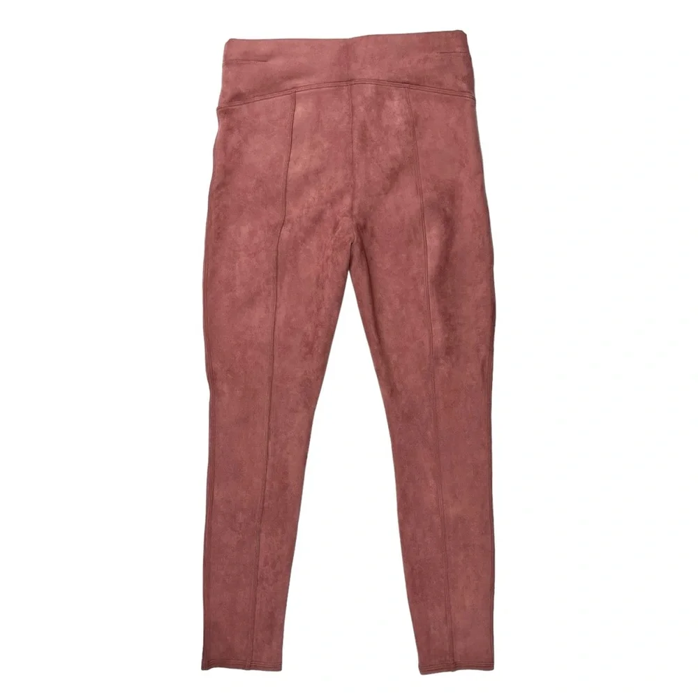 Spanx Women Medium Petite Rich Rose Pink Faux Suede Legging‎